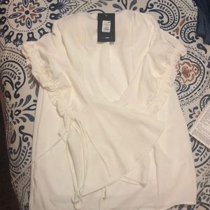 Off the shoulders long sleeve white mini dress !